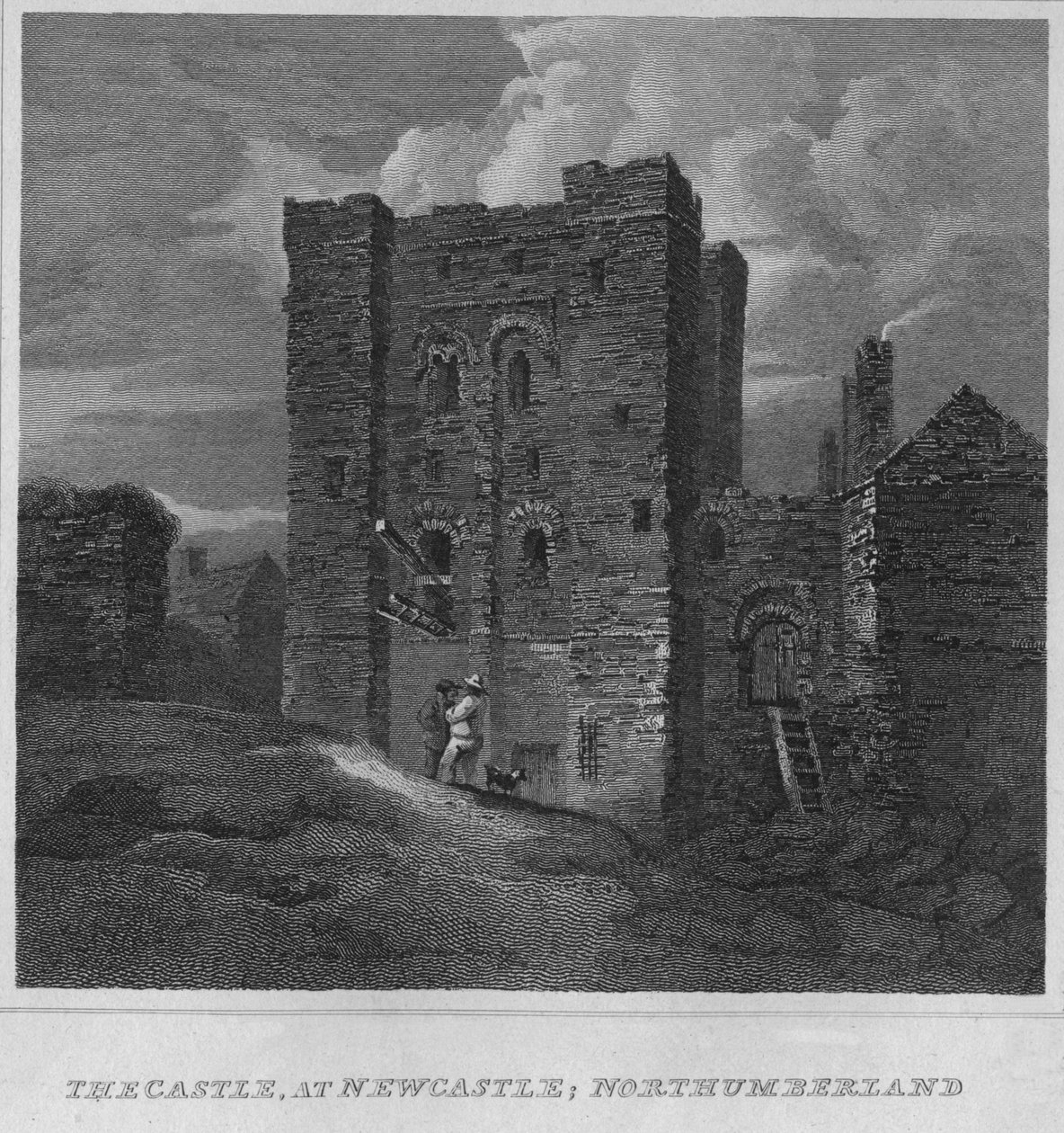 O castelo, em Newcastle, Northumberland, 1814 de John Greig
