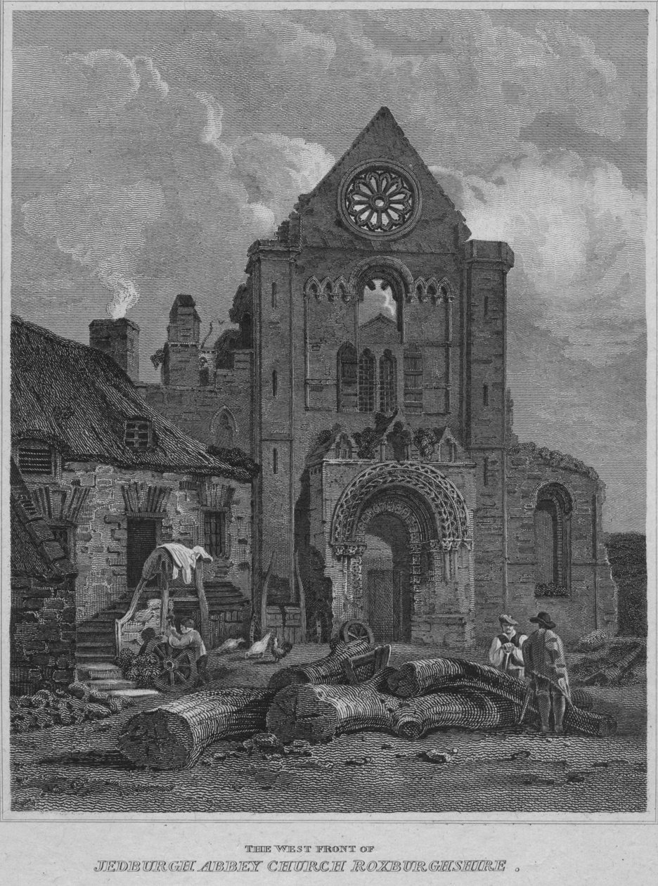 A frente oeste da igreja da abadia de Jedburgh Roxburghshire, 1814 de John Greig