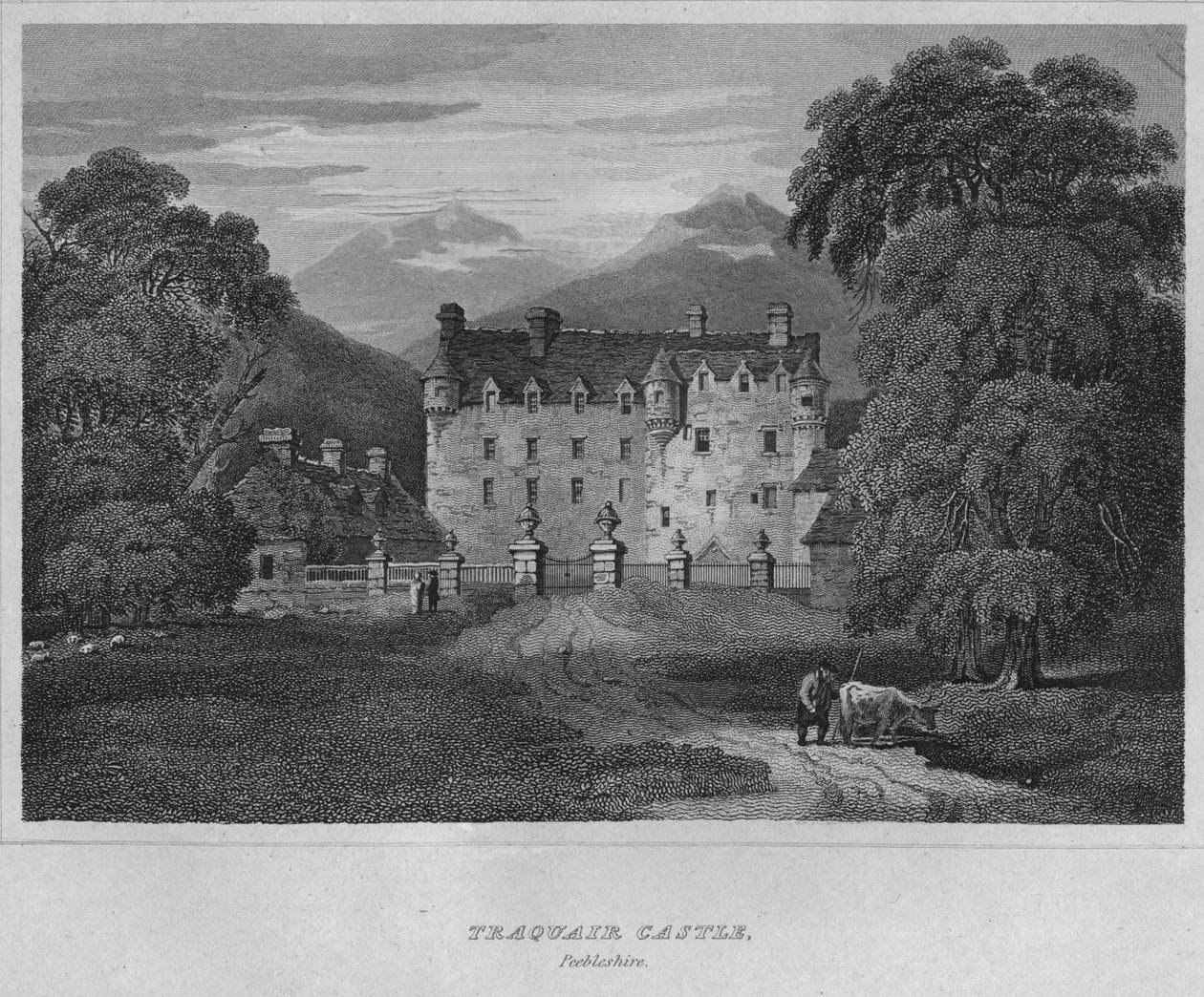 Castelo de Traquair, Peebleshire, 1814 de John Greig