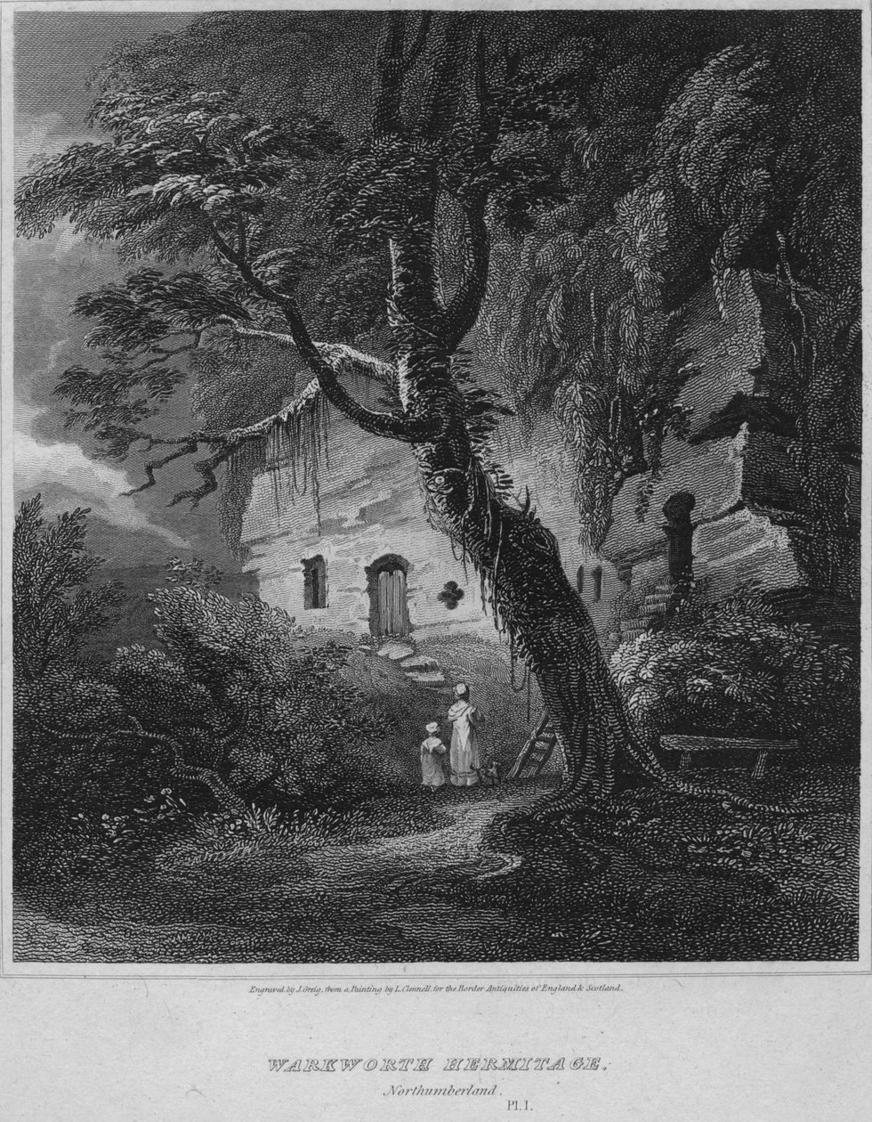 Eremitério de Warkworth, Northumberland, 1814 de John Greig
