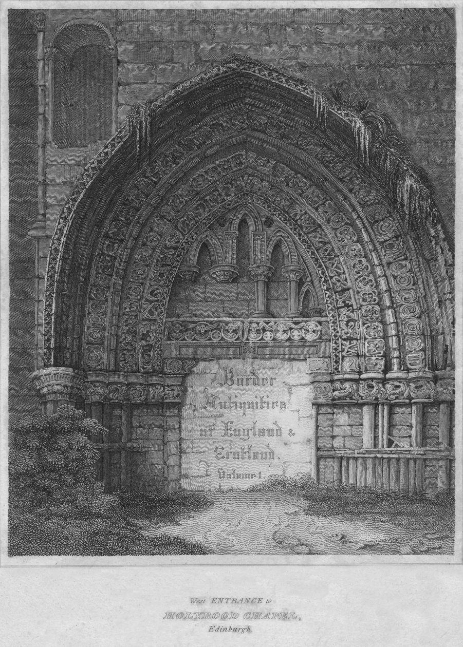 Entrada oeste para Holyrood Chapel, Edimburgo, 1814 de John Greig