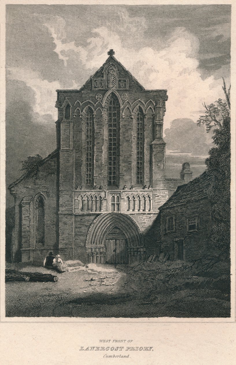 Frente oeste do Lanercost Priory. Cumberland, 1814 de John Greig