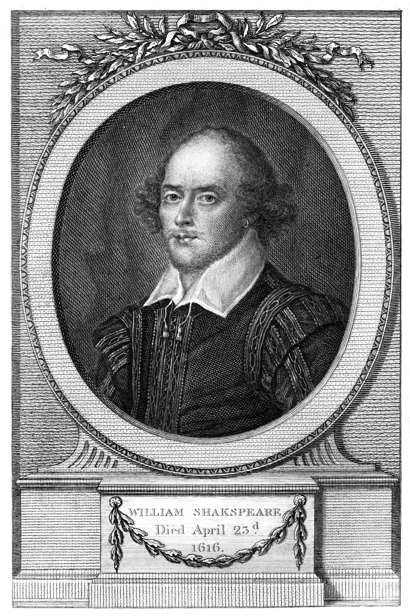 William Shakespeare, poeta e dramaturgo inglês, 1820 de John Hall