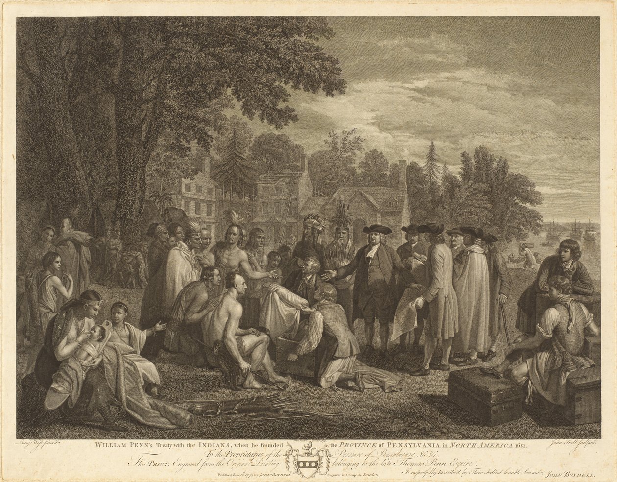 Tratado de William Penn com os índios de John Hall after Benjamin West