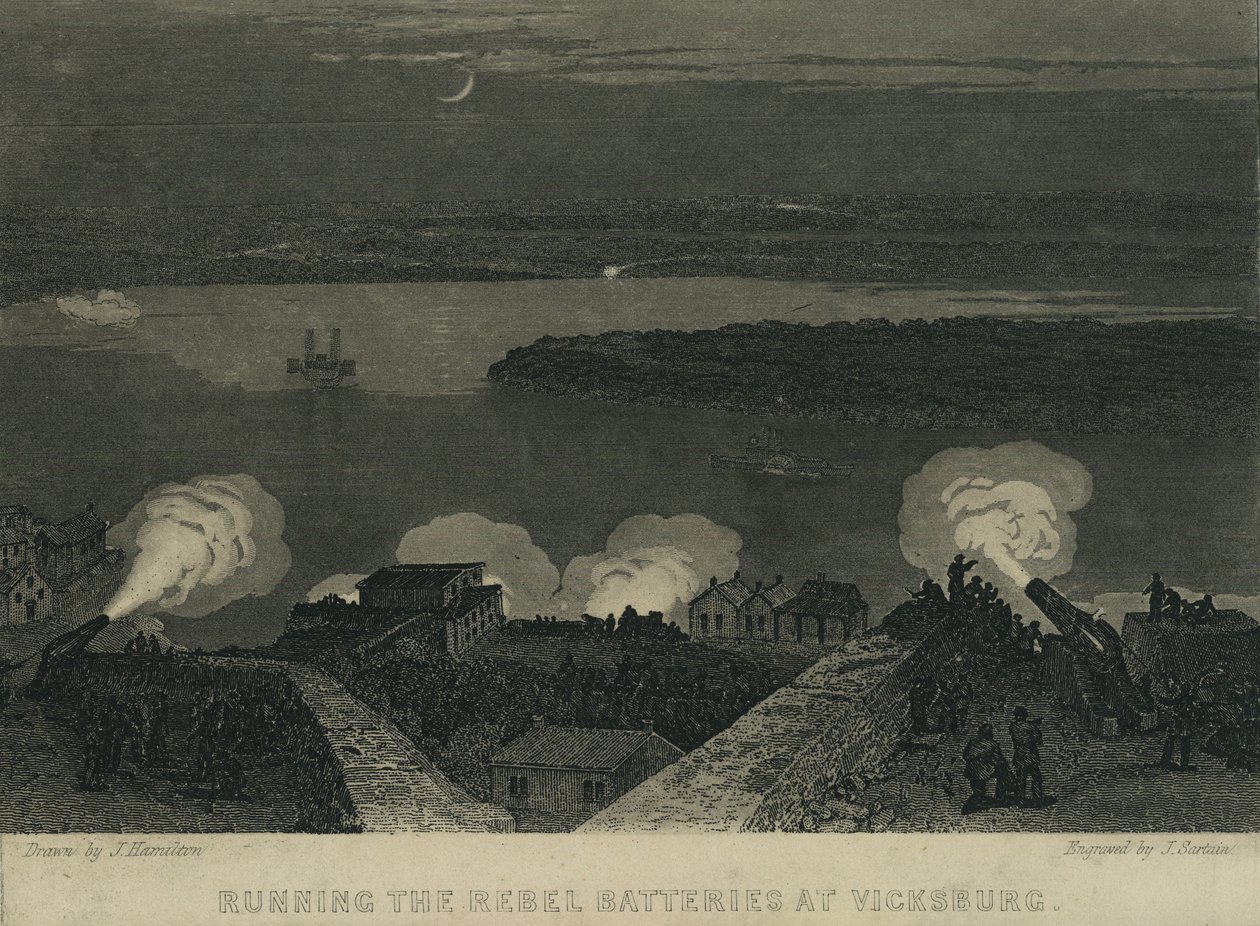 Correndo as baterias rebeldes em Vicksburg, c.1863 de John Hamilton