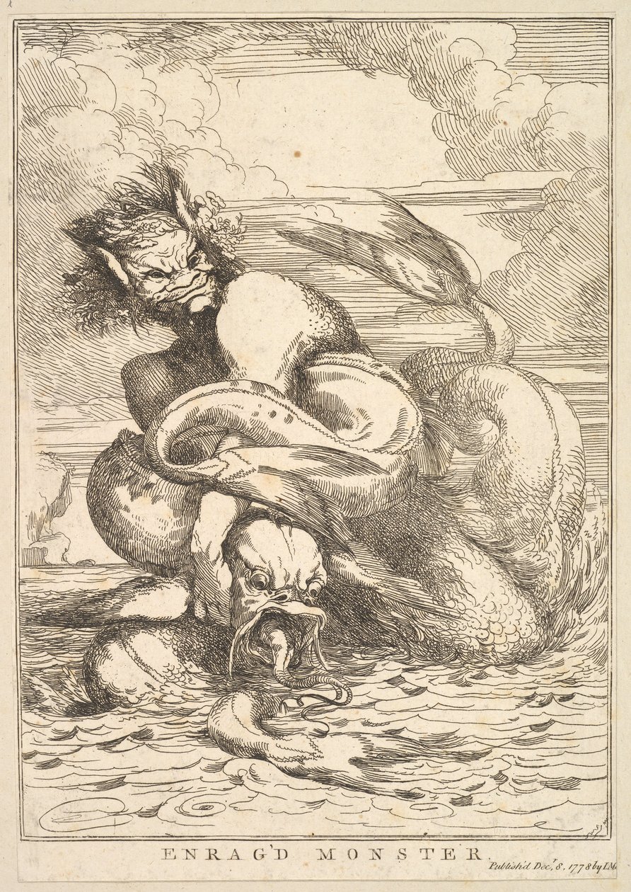 Enragd Monster de Fifteen Etchings Dedicado a Sir Joshua Reynolds, 8 de dezembro de 1778. de John Hamilton Mortimer