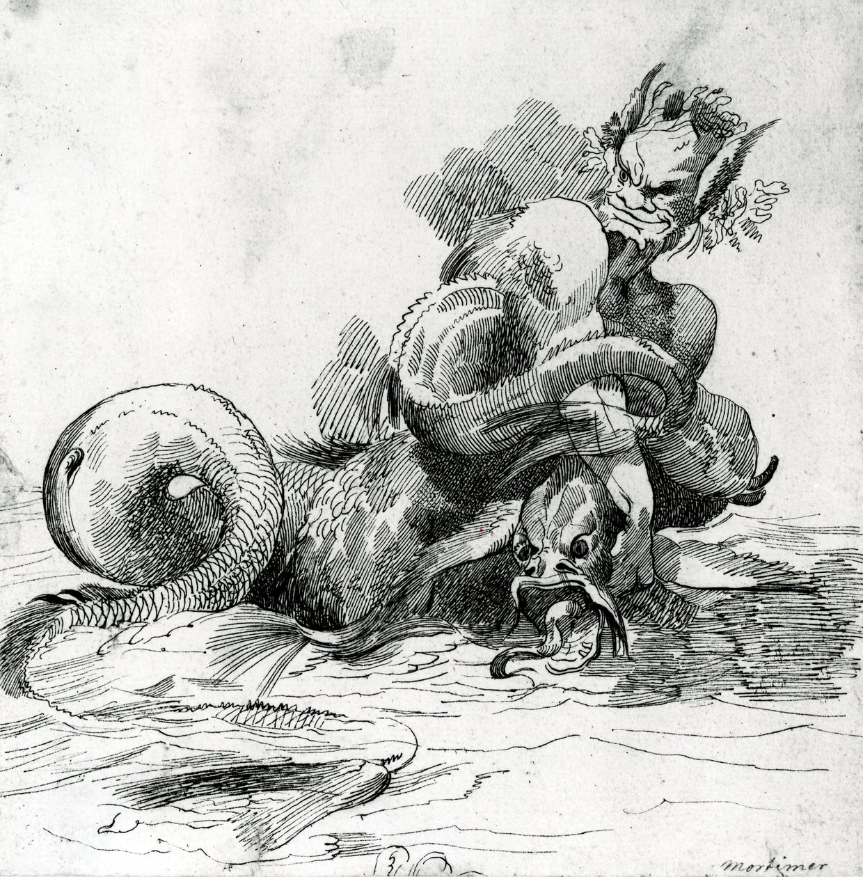 Ilustração de um monstro do mar, do século XVIII de John Hamilton Mortimer