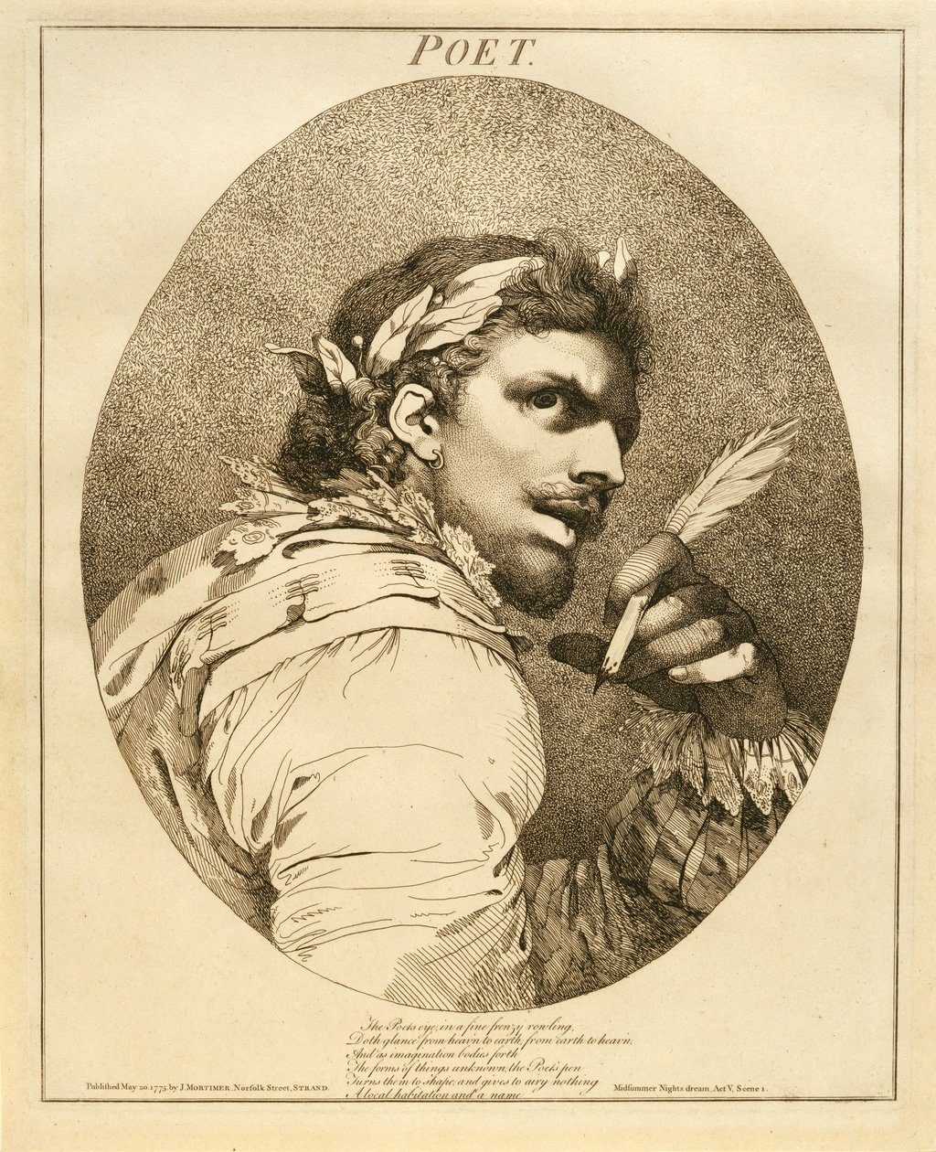 Poeta, do Sonho de uma Noite de Verão, Ato V, Cena I, 1775 de John Hamilton Mortimer