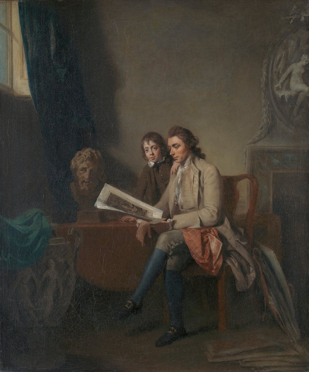 Retrato de um Homem e de um Rapaz Olhando para Impressões de John Hamilton Mortimer