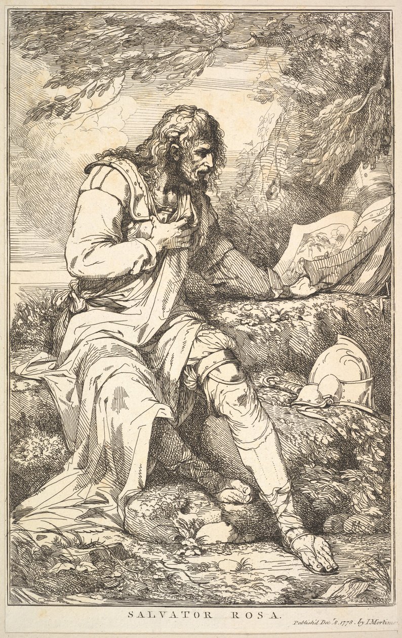 Salvator Rosa, de Fifteen Etchings, dedicado a Sir Joshua Reynolds, 8 de dezembro de 1778. de John Hamilton Mortimer