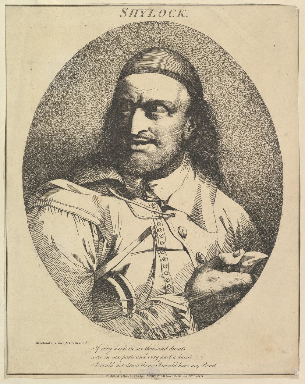 Shylock Doze Personagens de Shakespeare, 15 de março de 1776. de John Hamilton Mortimer