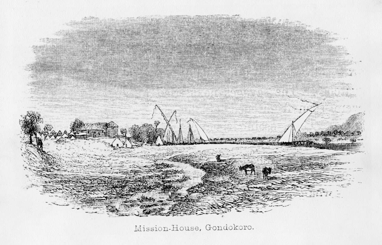 Misson-House, Gondokoro, de &39;Jornal da descoberta da fonte do Nilo&39;, 1864 de John Hanning Speke