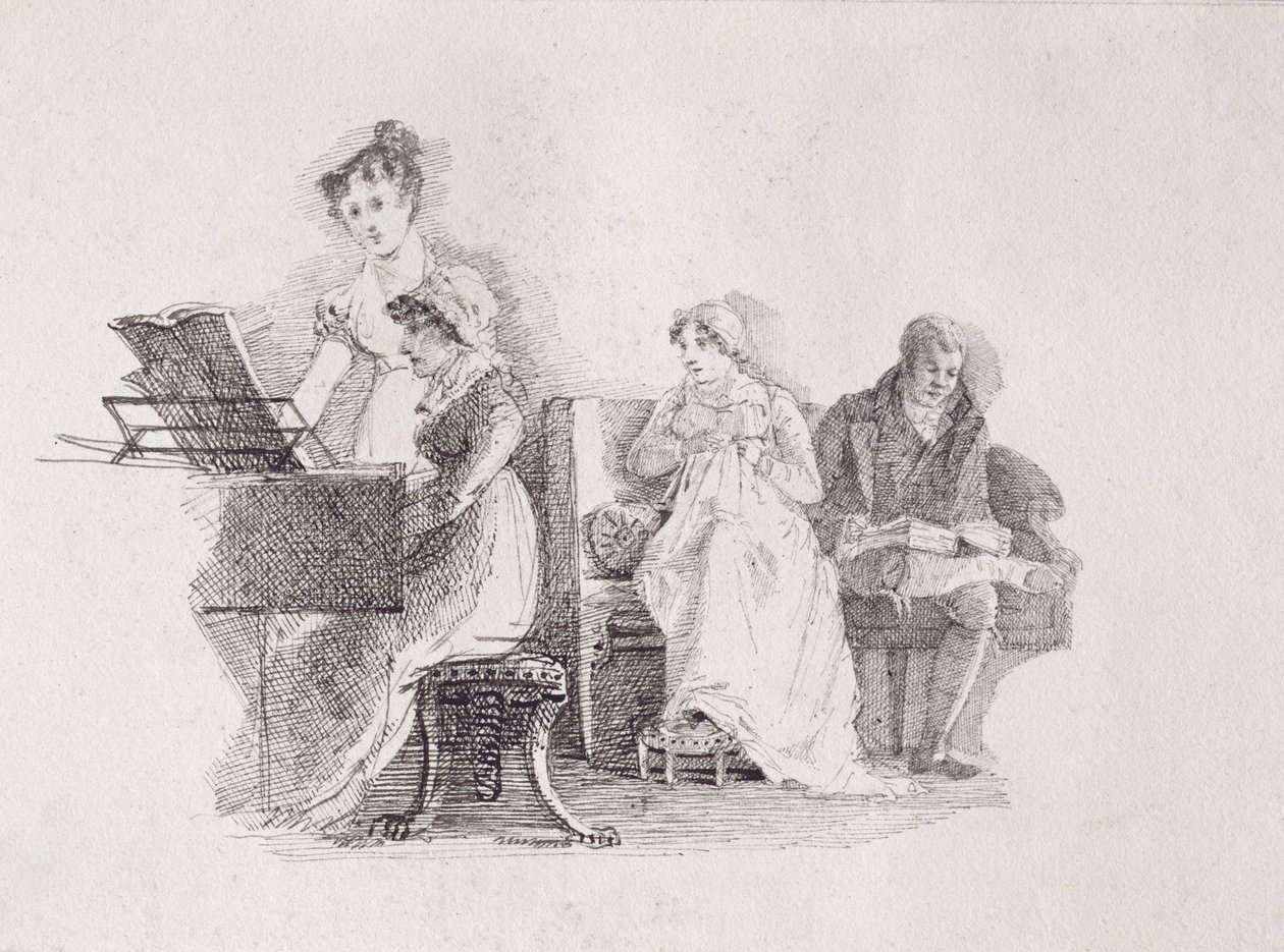 Uma noite musical (caneta e tinta no papel) de John Harden