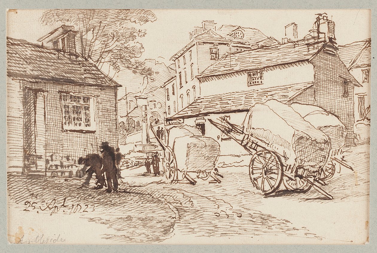 Carrinhos em Ambleside, Cumbria, 1823 de John Harden