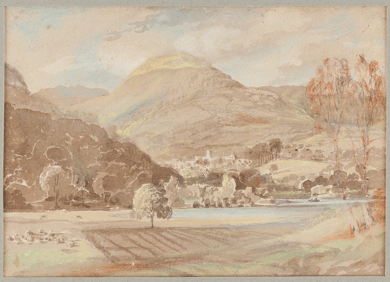 Campos fora de Brathay, 1812 (wc no papel) de John Harden