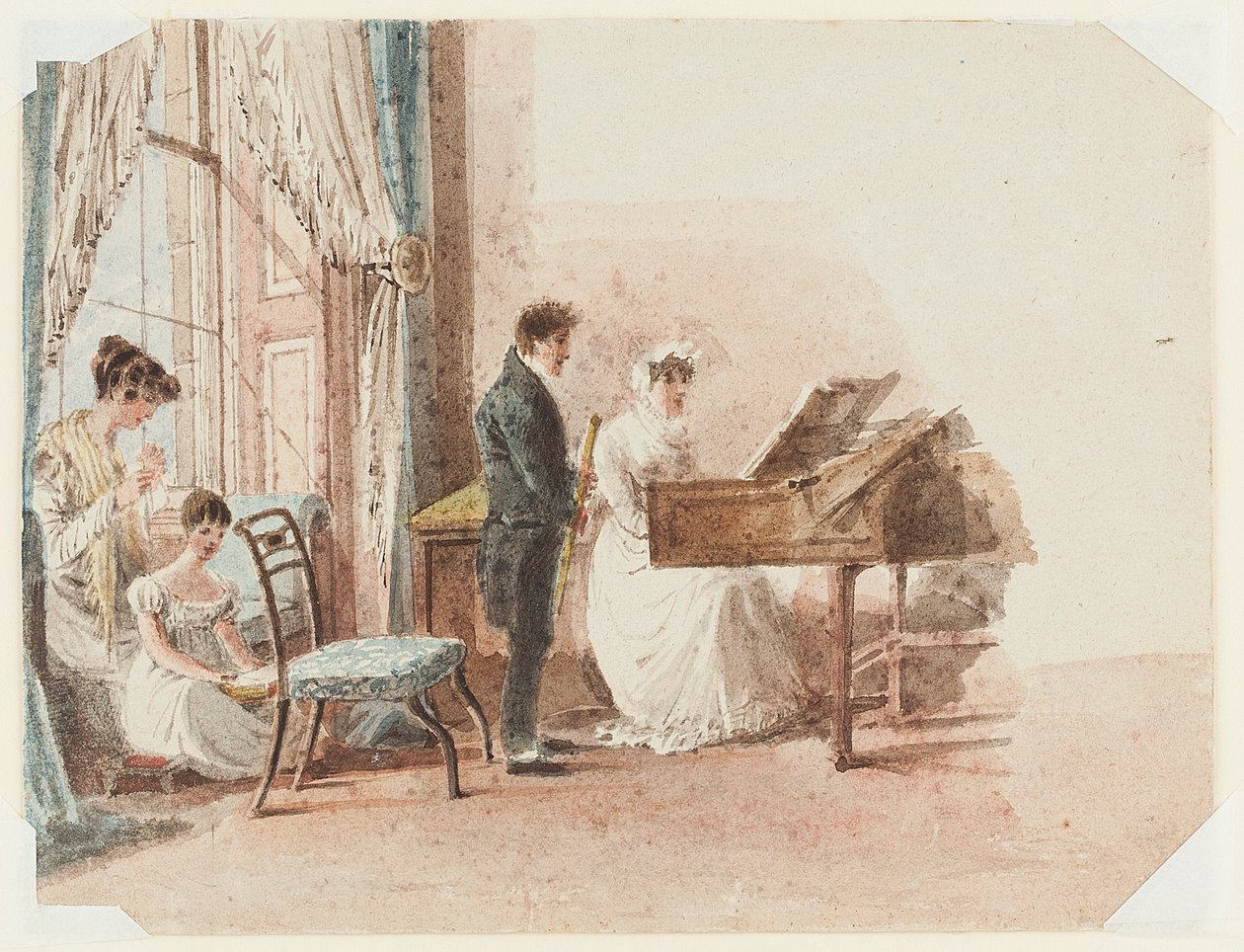 Hall interior, 1827 (wc no papel) de John Harden