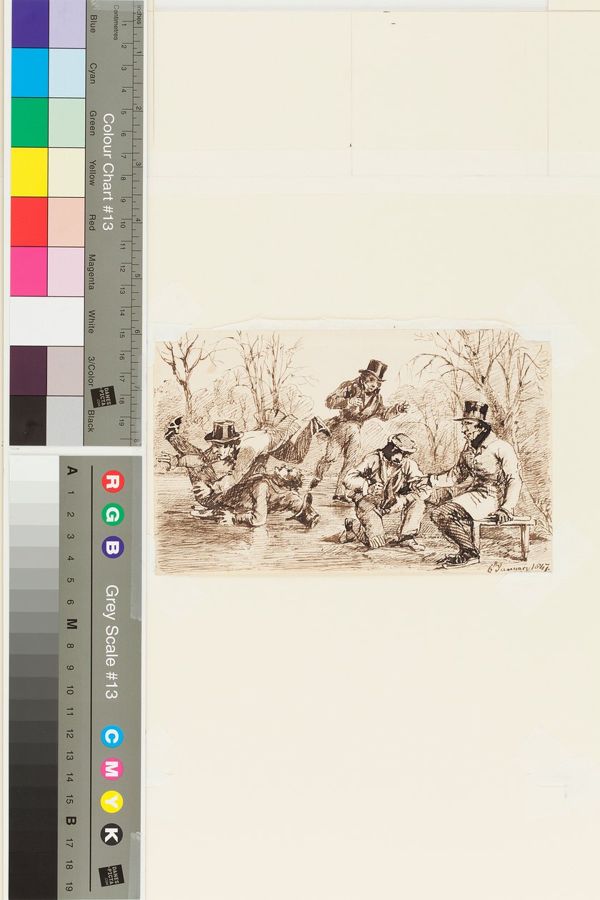 Patinação no Gelo, 6 de janeiro de 1847 (caneta e tinta no papel) de John Harden