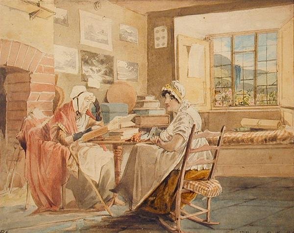 Interior, Brathay Hall (aguarela sobre papel) de John Harden
