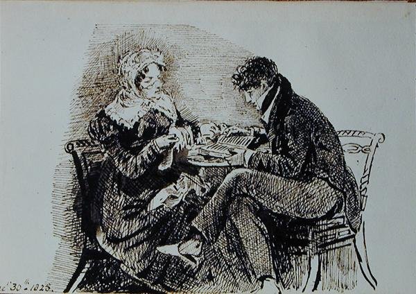 Homem e Mulher Lendo em uma Mesa de John Harden
