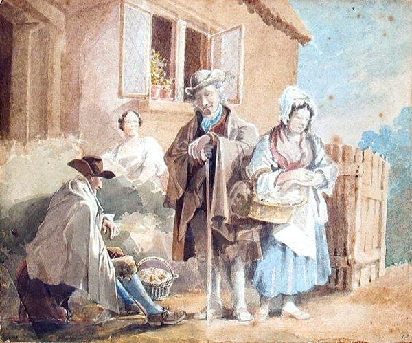 Fora de uma casa de campo (aguarela sobre papel) de John Harden