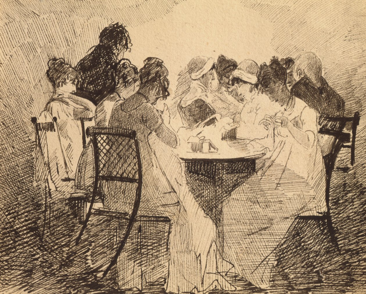 Festa em Dublin, 1809 (caneta e tinta no papel) de John Harden