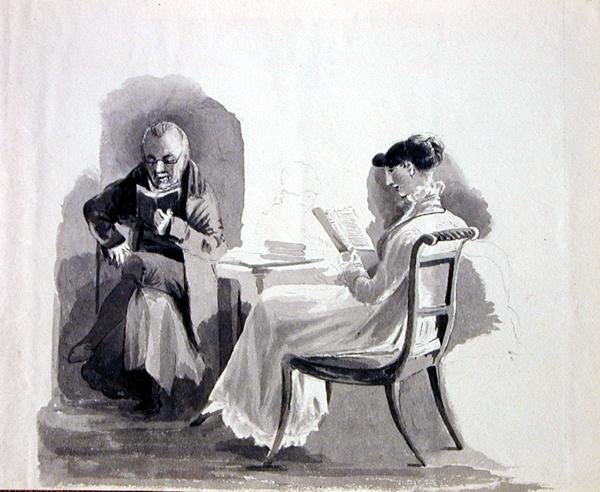 Leitura (caneta e tinta sobre papel) de John Harden