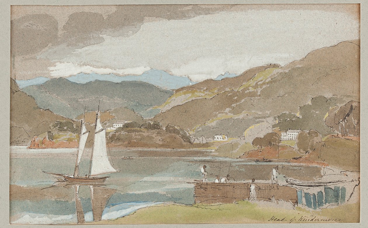 Vela em Windermere, 1810 (wc no papel) de John Harden