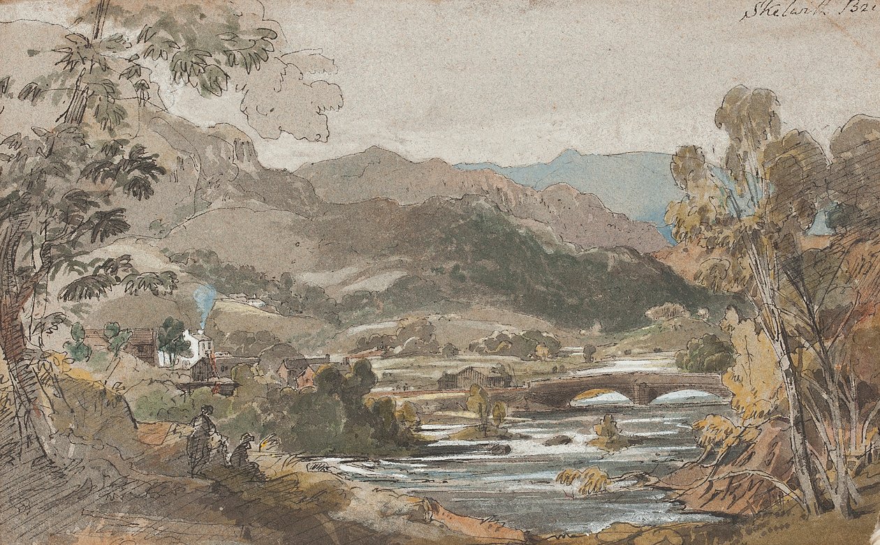 Skelwith Bridge, 1812 (wc no papel) de John Harden