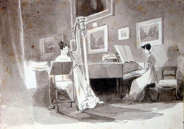 The Duet (caneta e tintagem sobre papel) de John Harden