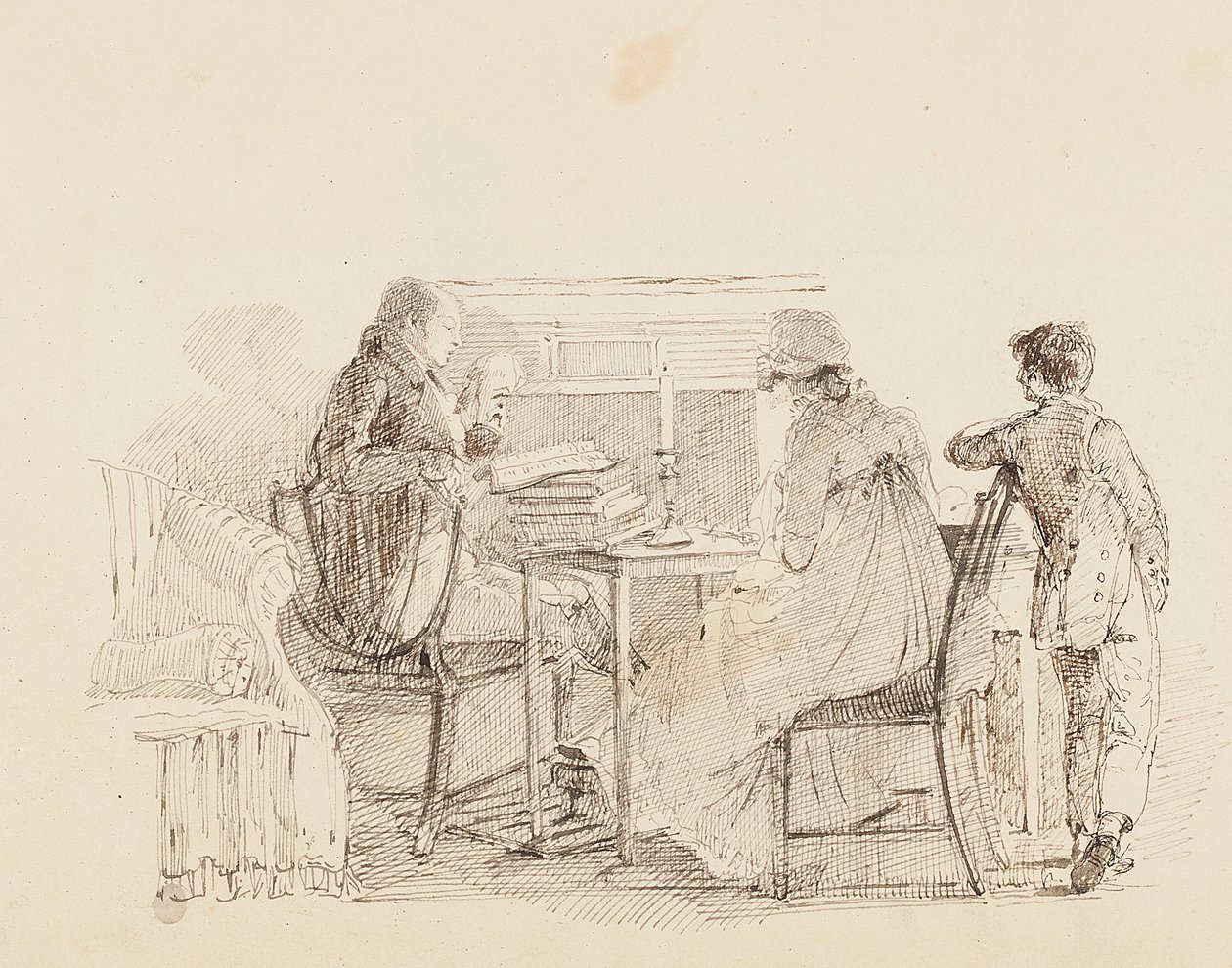 Três junto à lareira, 1805 de John Harden