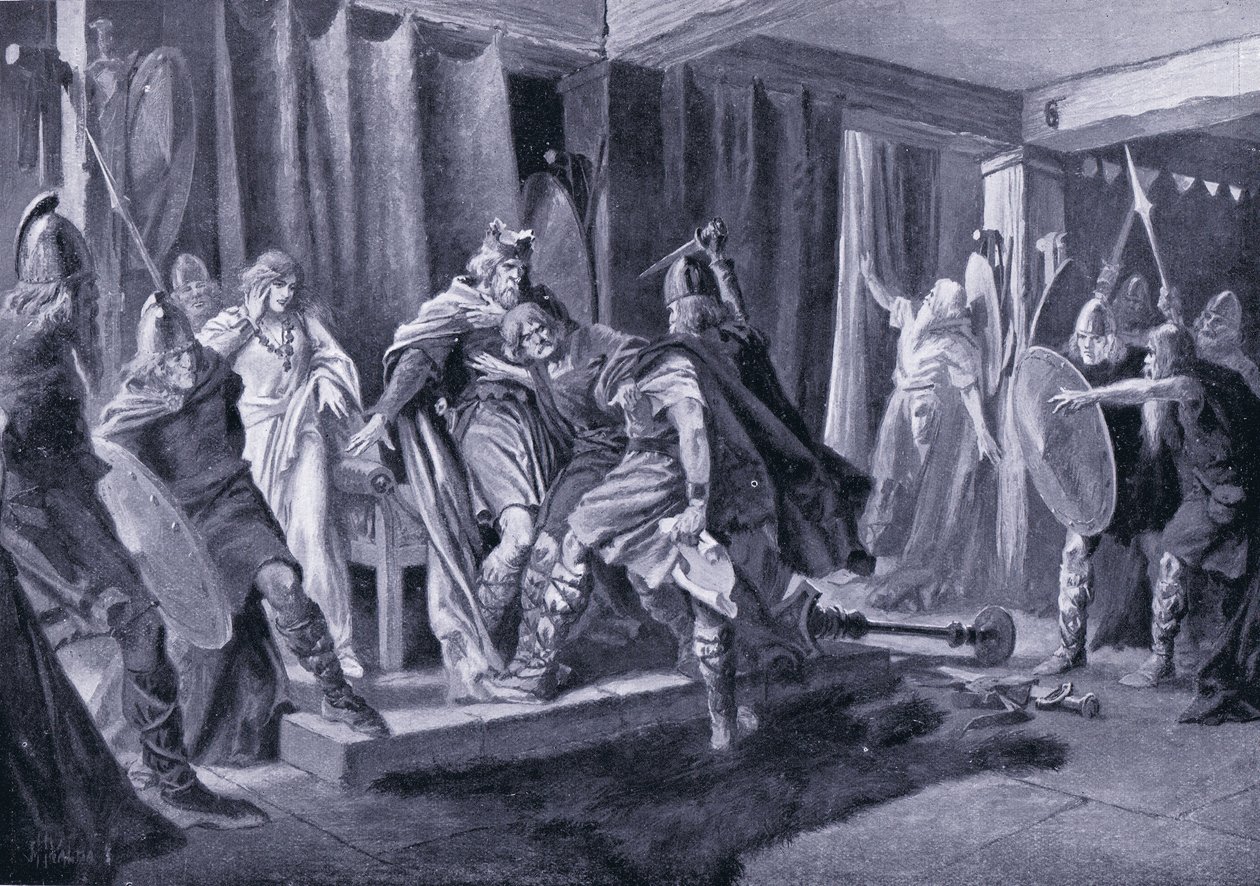 Tentativa de assassinato do Rei Edwin de Northumbria 626 d.C. de John Harris Valda