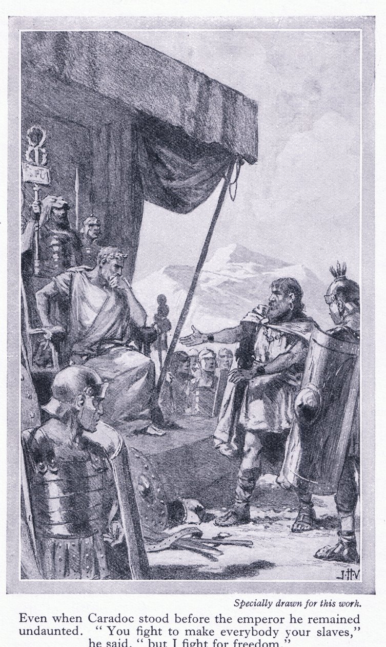 Caradoc estava diante do imperador 43 dC, c.1950 de John Harris Valda