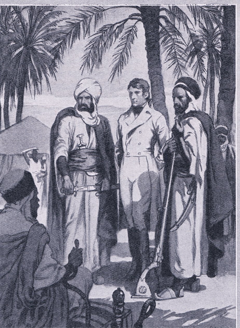 Em 1853 David Livingstone com um pequeno grupo de nativos partiu numa viagem de 1000 milhas por pântanos e florestas , Newnes Pictorial Knowledge publicado por Newnes, c.1950