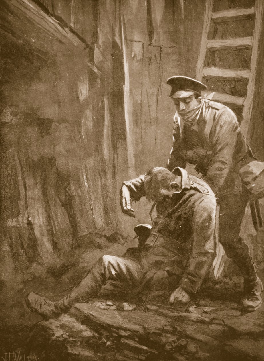 O soldado T. Doswell resgatando um oficial de uma mina em que ele estava inconsciente de John Harris Valda