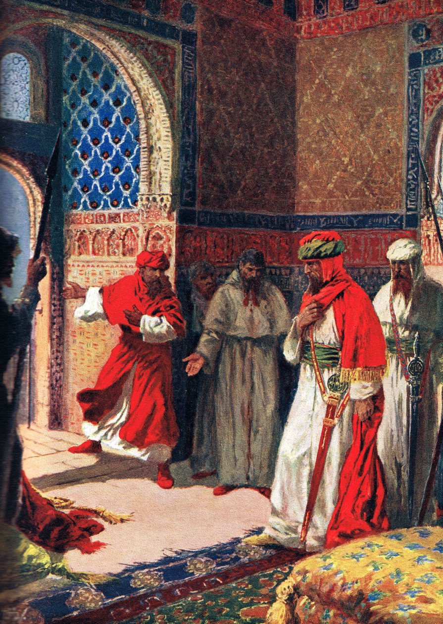 O Último Conselho de Boabdil na Alhambra de 1492, ilustração da "História das Nações de Hutchinson" de John Harris Valda