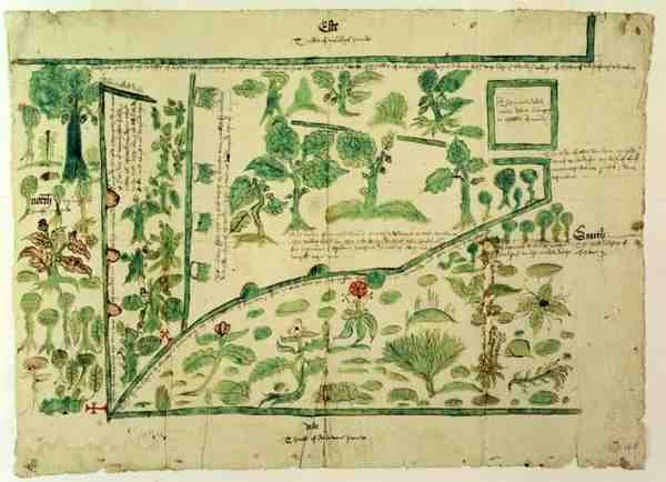 Mapa mostrando parte da mansão de Shawe, Berkshire, Inglaterra (tinta e aquarela em velino) de John Hasard