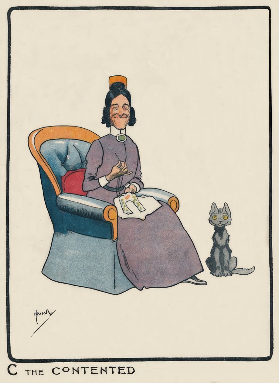 C the Contented - J. Hassall - Desenho, 1903 de John Hassall