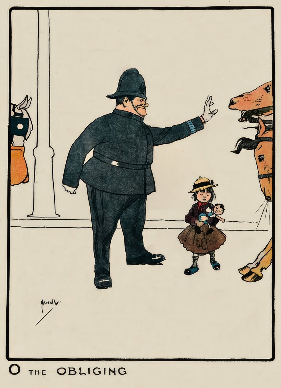 O the Obliging - J. Hassall - desenho, 1903 de John Hassall