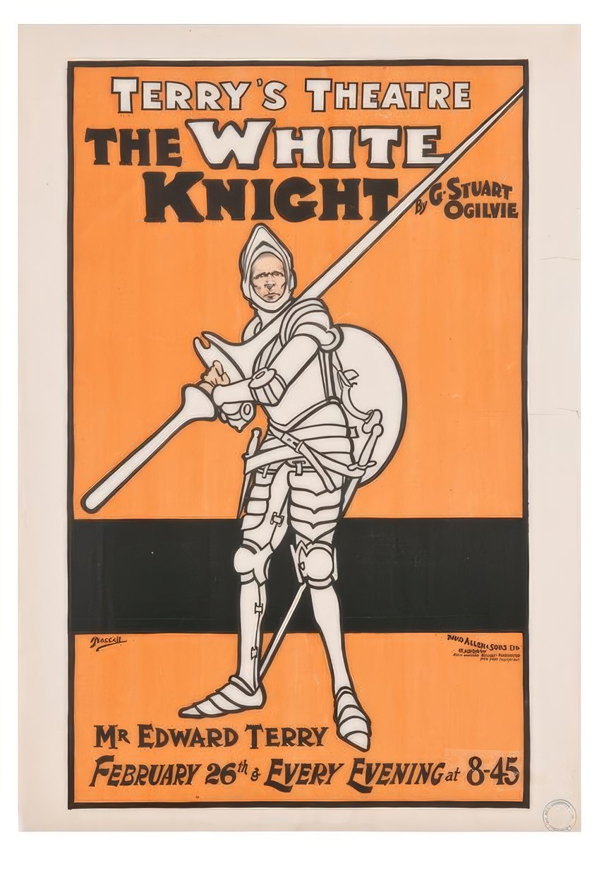 "Teatro Terrys. O Cavaleiro Branco" - J. Hassall - Plakat, 1898 de John Hassall