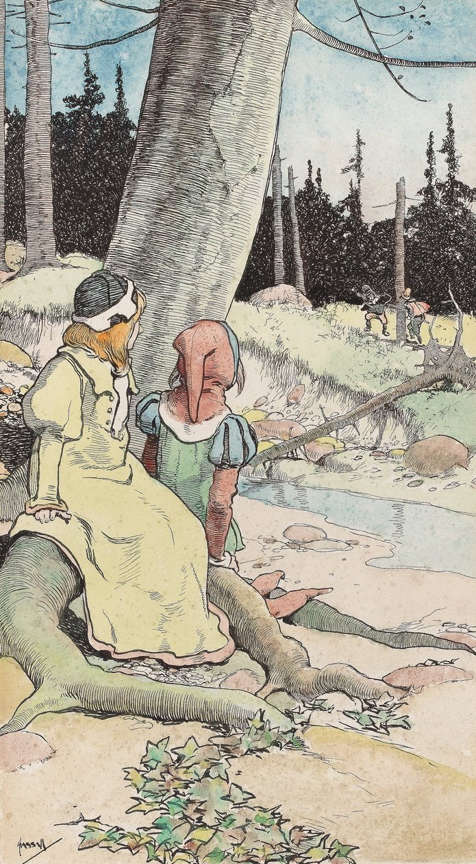 Os bebês na madeira, c.1900 (aquarela e caneta e tinta sobre papel) de John Hassall
