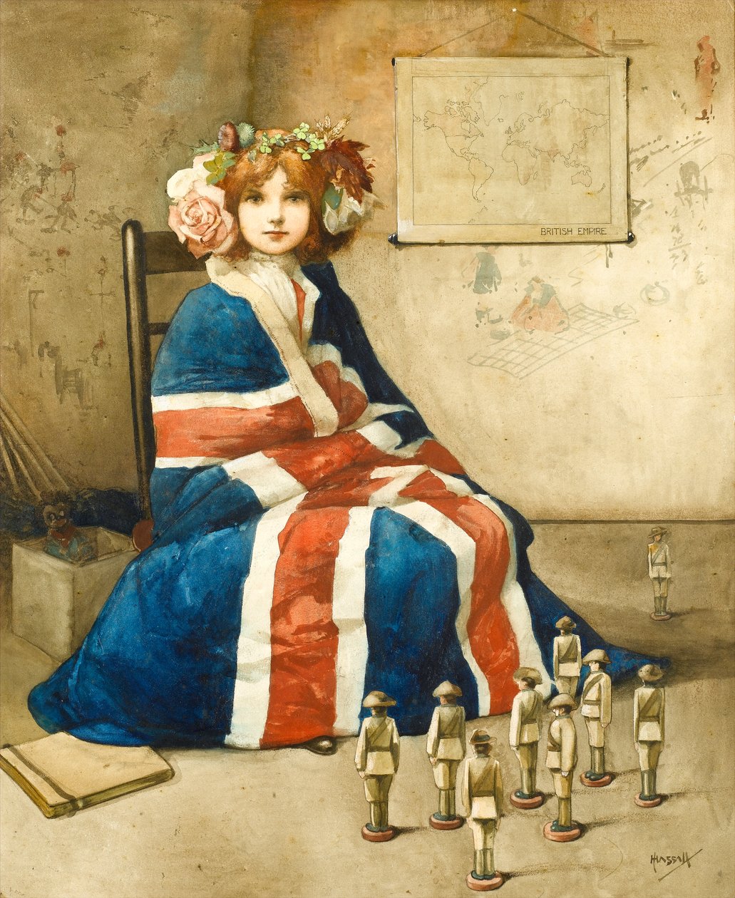 O Império Britânico, c.1900 (aguarela sobre papel) de John Hassall