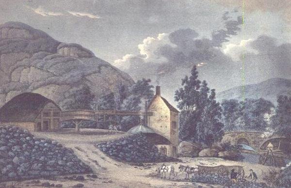 Coal Works - uma vista perto de Neath em Glamorganshire, Gales do Sul de John Hassell