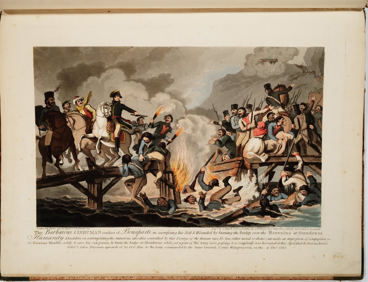 Exército francês atravessando o Berezina em novembro de 1812, 1813 de John Hassell