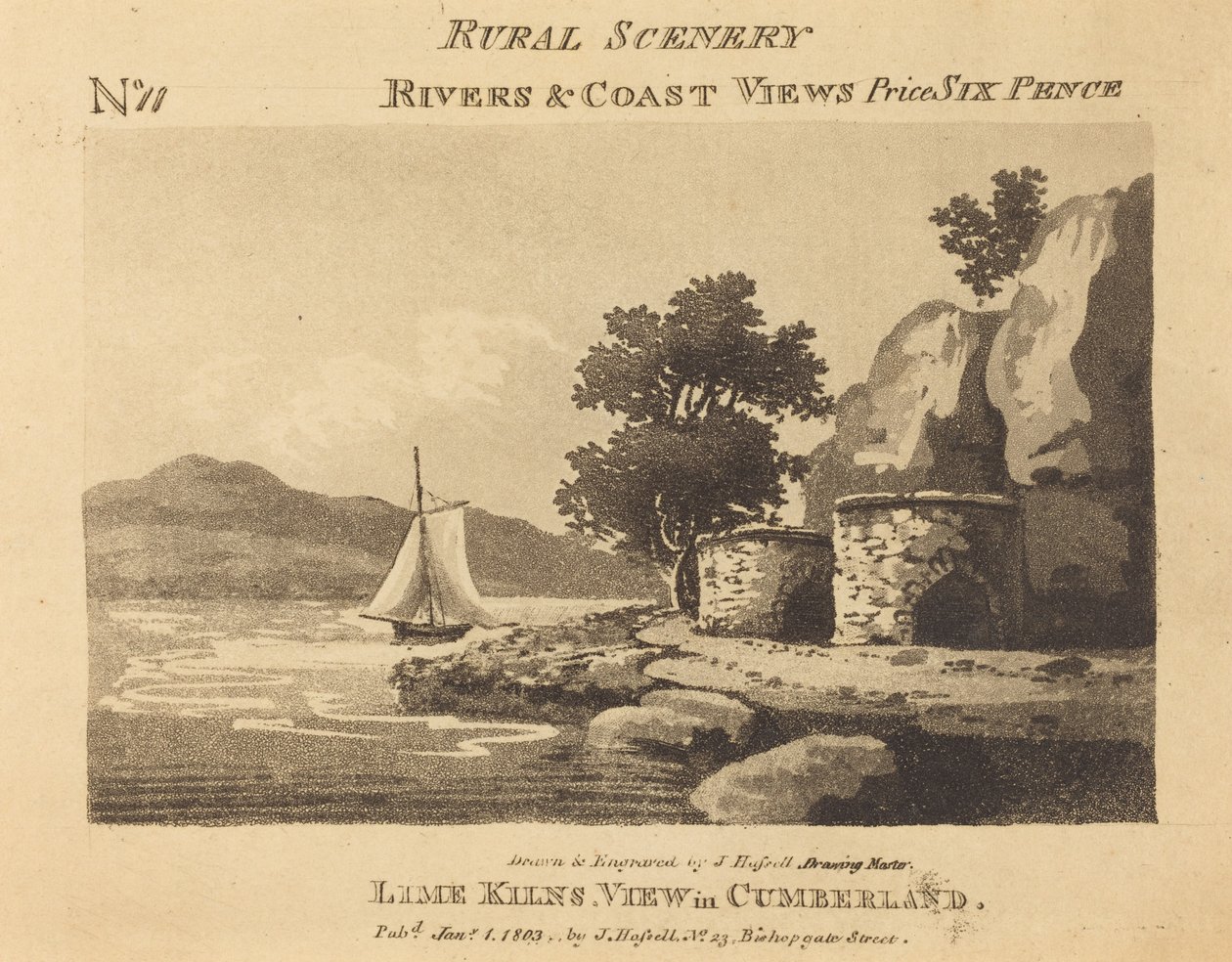 Fornos de cal, vista em Cumberland de John Hassell