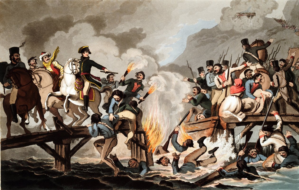 Napoleão I e o exército francês atravessando a Berezina em novembro de 1812 de John Hassell