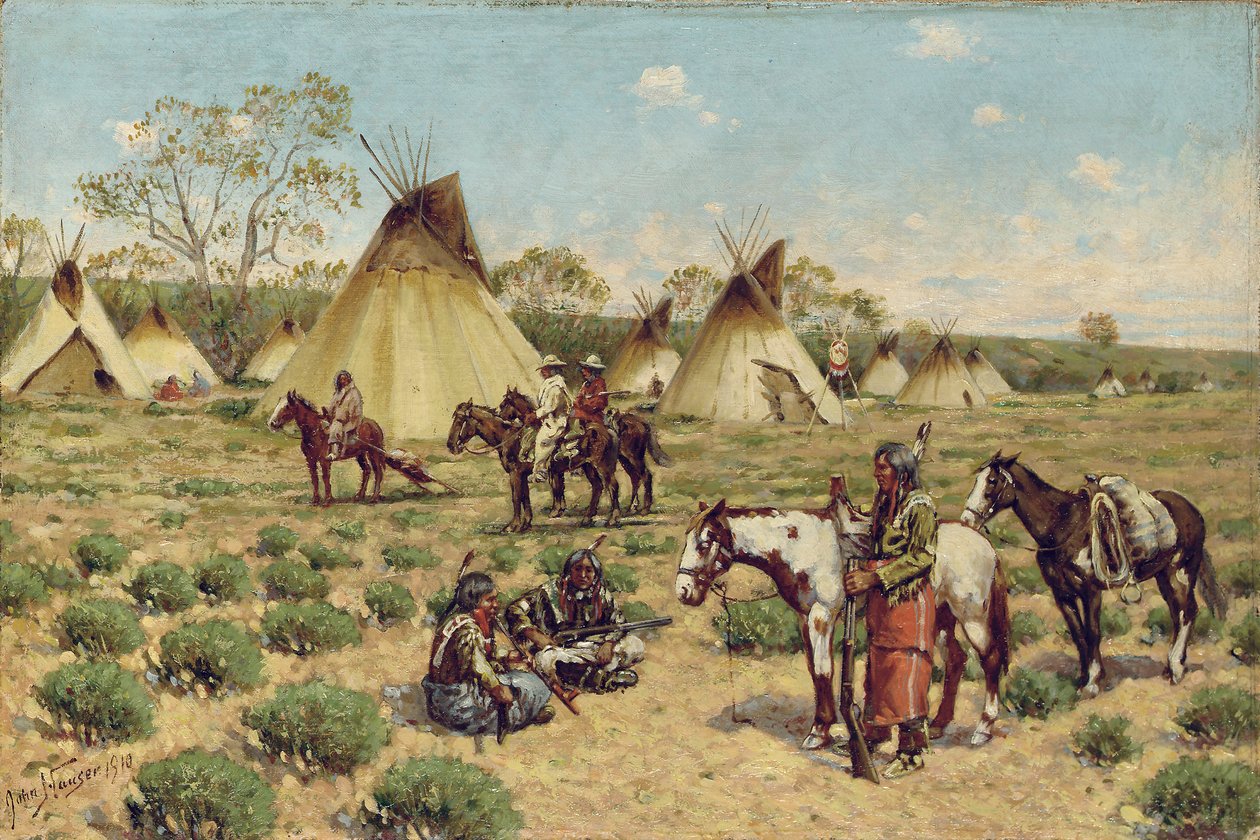 Acampamento Sioux, Porco-espinho, 1910 de John Hauser