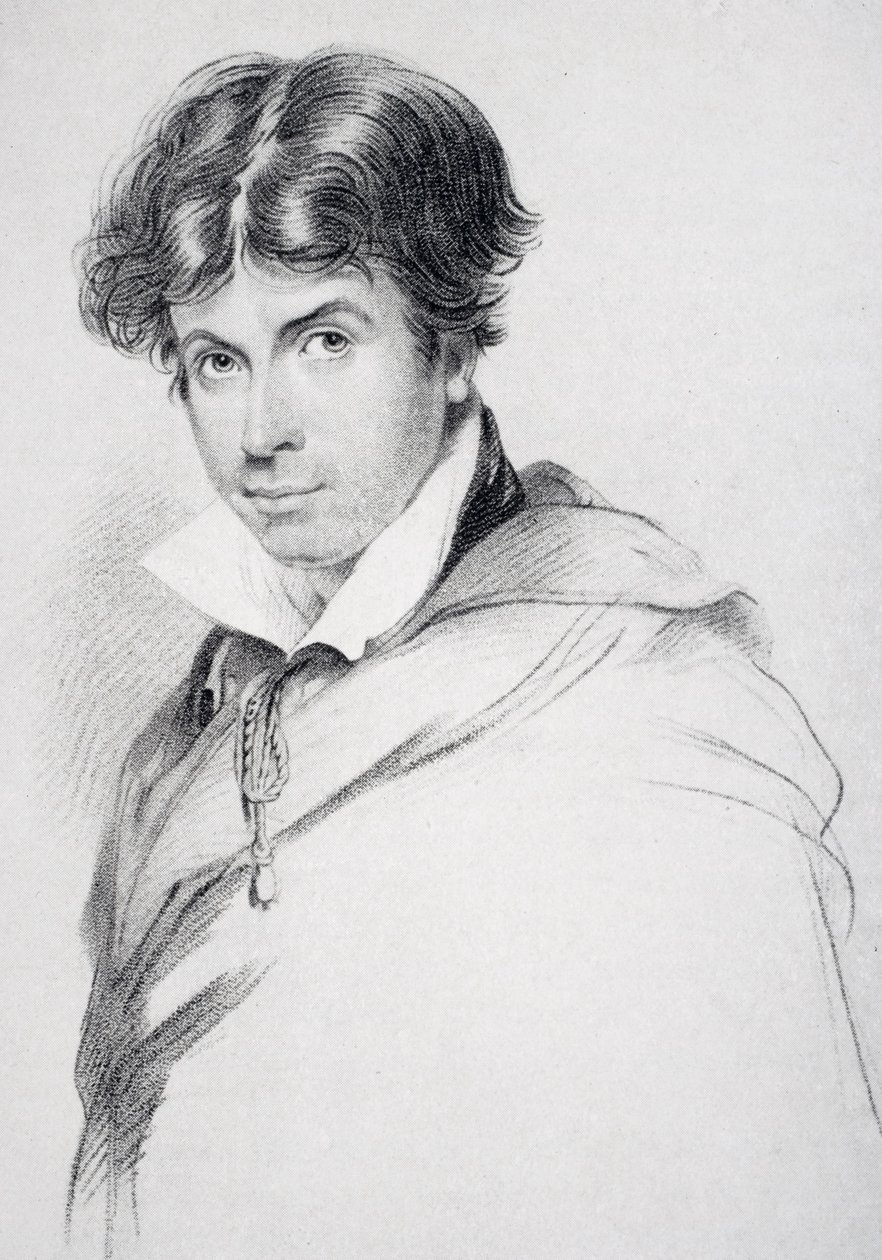 James Henry Leigh Hunt (1784-1859) aos 44 anos, gravado por Henri Meyer (1844-1899) de "A Vida de Charles Lamb, Volume I" de EV Lucas, publicado em 1905 de John Hayter