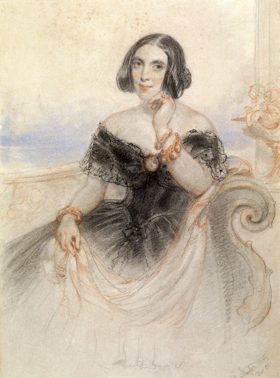 Senhora com um vestido preto, 1847 de John Hayter