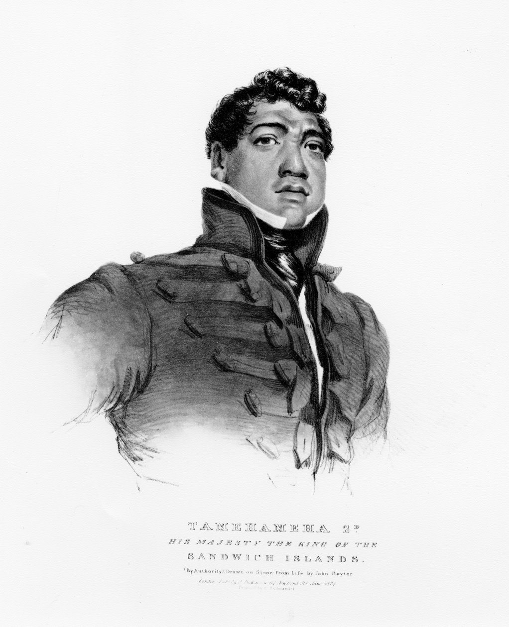 Tamehameha II, Sua Majestade o Rei das Ilhas Sandwich, 1824 de John Hayter