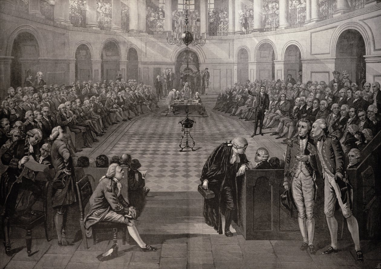 A Câmara dos Comuns Irlandesa, AD 1790, College Green, Dublin, de "The Illustrated London News", 4 de outubro de 1886 de John Hayter